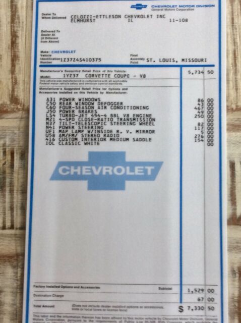 Chevrolet Corvette 1974 image number 20